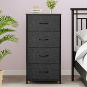 Dextrus 4 Drawer Dresser for Bedroom, Fabric Drawers Sturdy Steel Frame Storage Organizer for Living Room,Hallway Black Grey